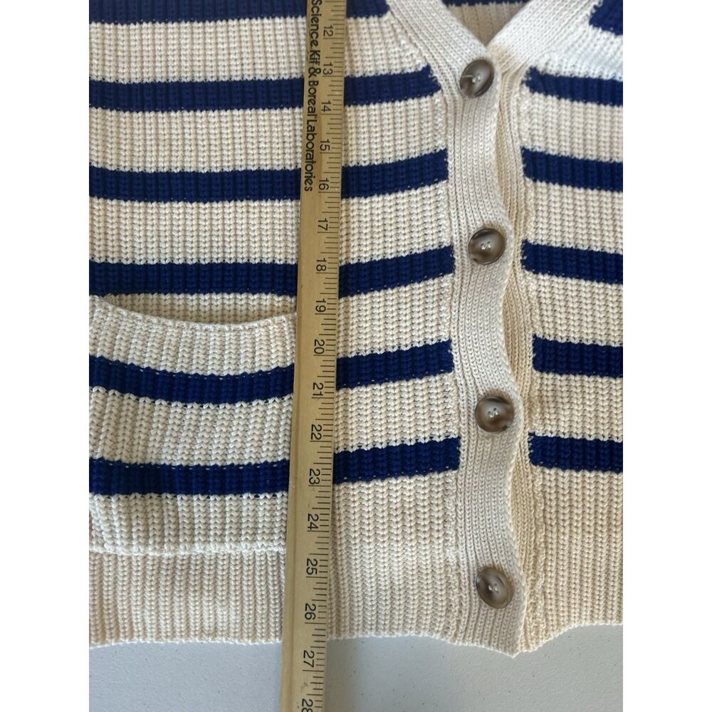 Evereve John + Jenn Women’s Livy Colorblock Cardigan Blue Chunky Knit Academia L - Picture 5 of 12